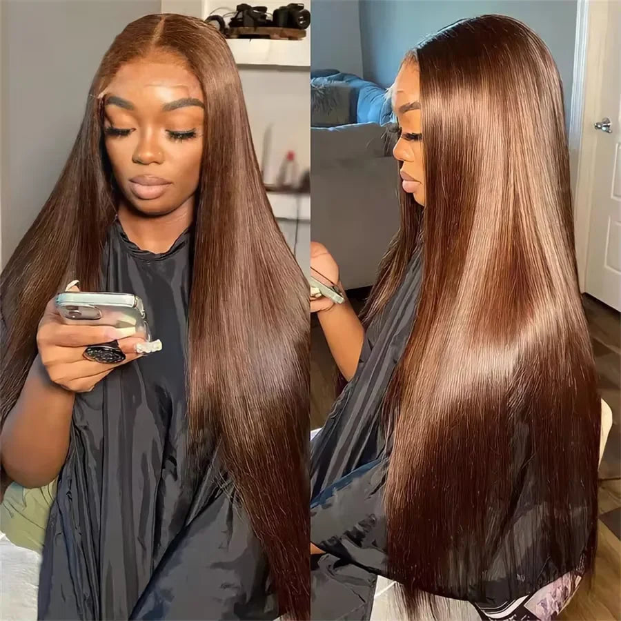 13x4 4# Chocolate Brown Lace Front Wigs Human Hair For Women  Hd Straight Lace Frontal Wig Closure Human Hair Vietnamese Hair