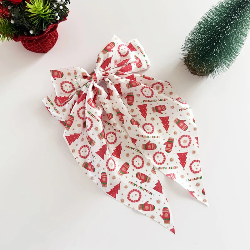 Hot Selling Christmas Bows Ribbons Spring Clips Snowflakes Christmas Trees Santa Claus Hair Clips Holiday Party Hair Accessories