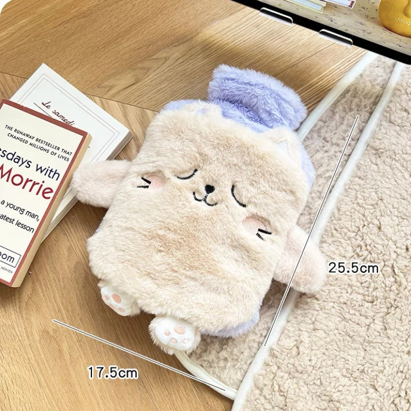 Plush Hot Water Bottle Kawaii Winter Warm Hot Water Bag for Period Pain Hand Warmer Girls Hand Feet Warm Water Heating Pad