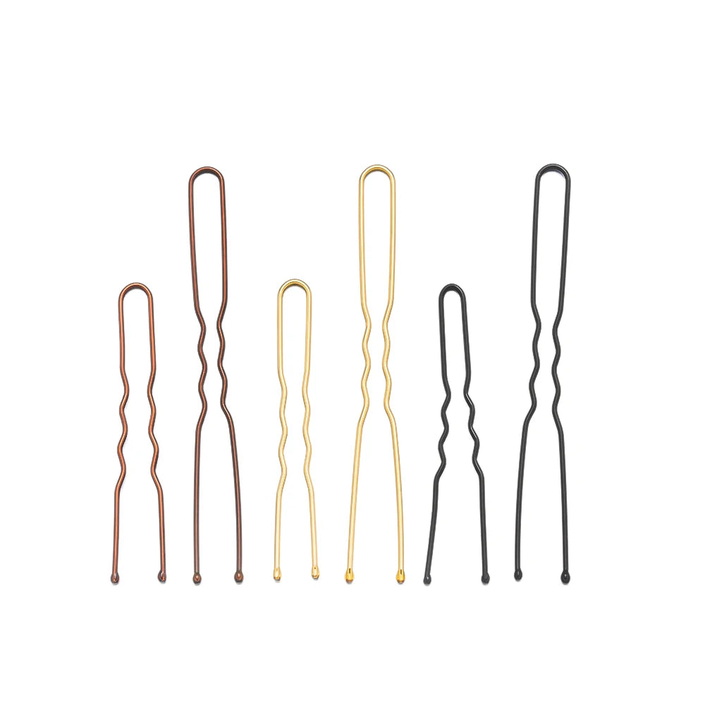 50Pcs 50/60/70mm Metal Waved  U Shaped Hair Pins Hairclip Women Girls Wedding Hairstyle Styling Tools Accessories