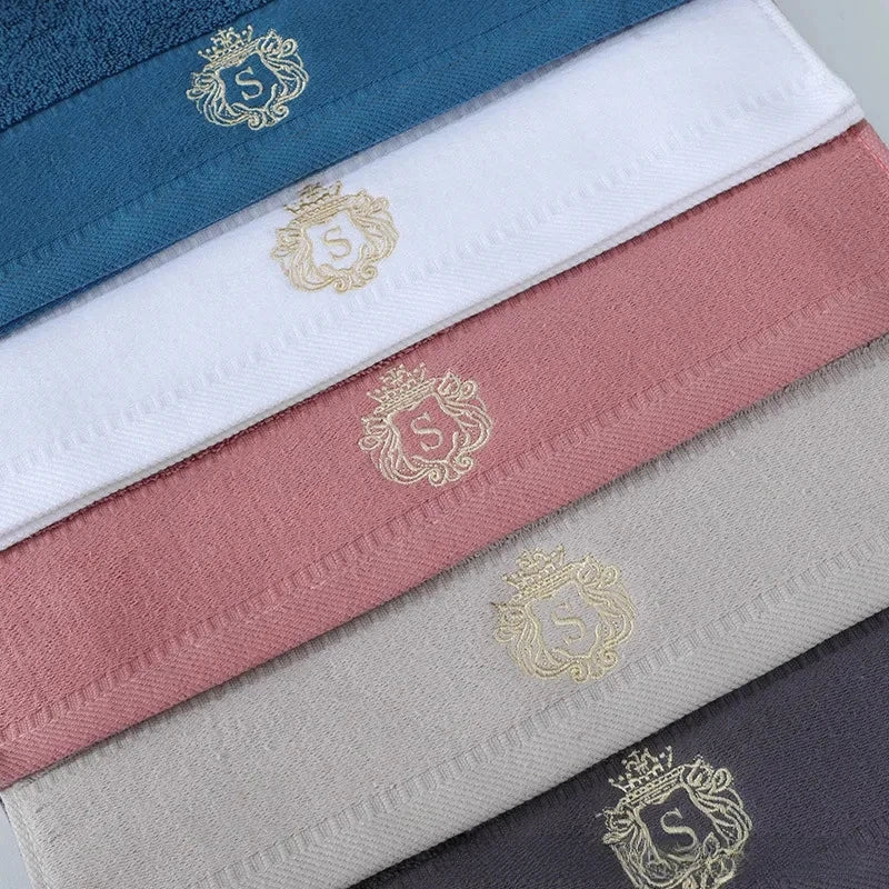 Cotton Towel Set 1/2/3PCS 34x74cm Face Hand Hair Towels & 70x140cm Big Bath Towel Cover - Absorbent Home Towels White Blue Cream
