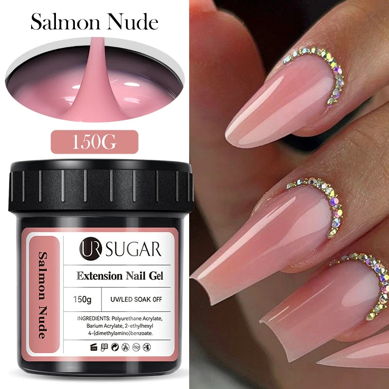 UR SUGAR 150g Jelly Gel Nail Extension Gel Milky White Nude Pink Quick Building UV Nail Hard Gels Self Leveling Construction Gel