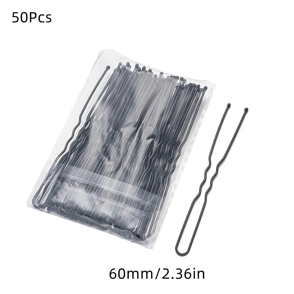 50Pcs 50/60/70mm Metal Waved  U Shaped Hair Pins Hairclip Women Girls Wedding Hairstyle Styling Tools Accessories