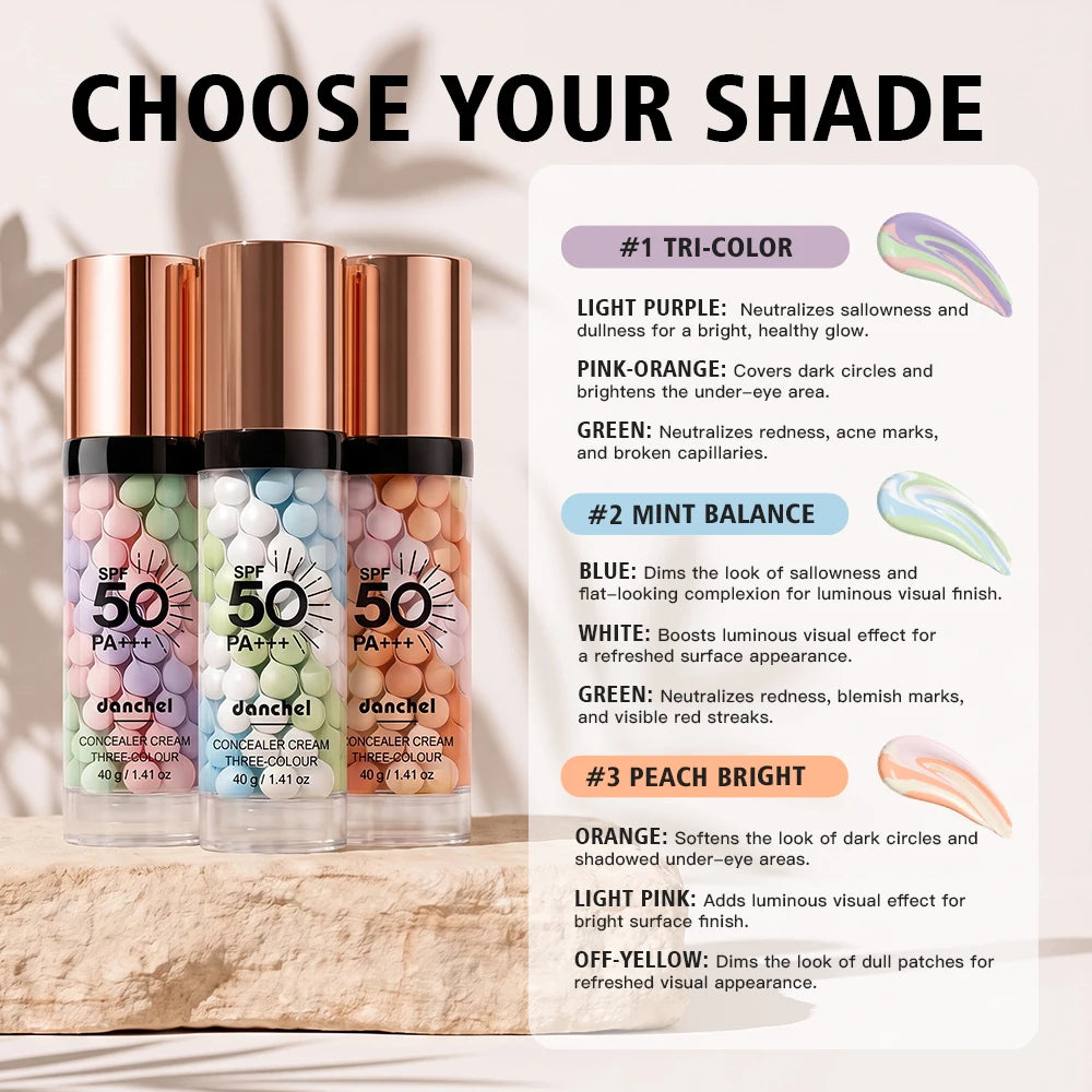 Three Color Press Release Cream Concealer Isolation Makeup Facial Base Brightening Hydrating Liquid Concealer Face Primer Glow
