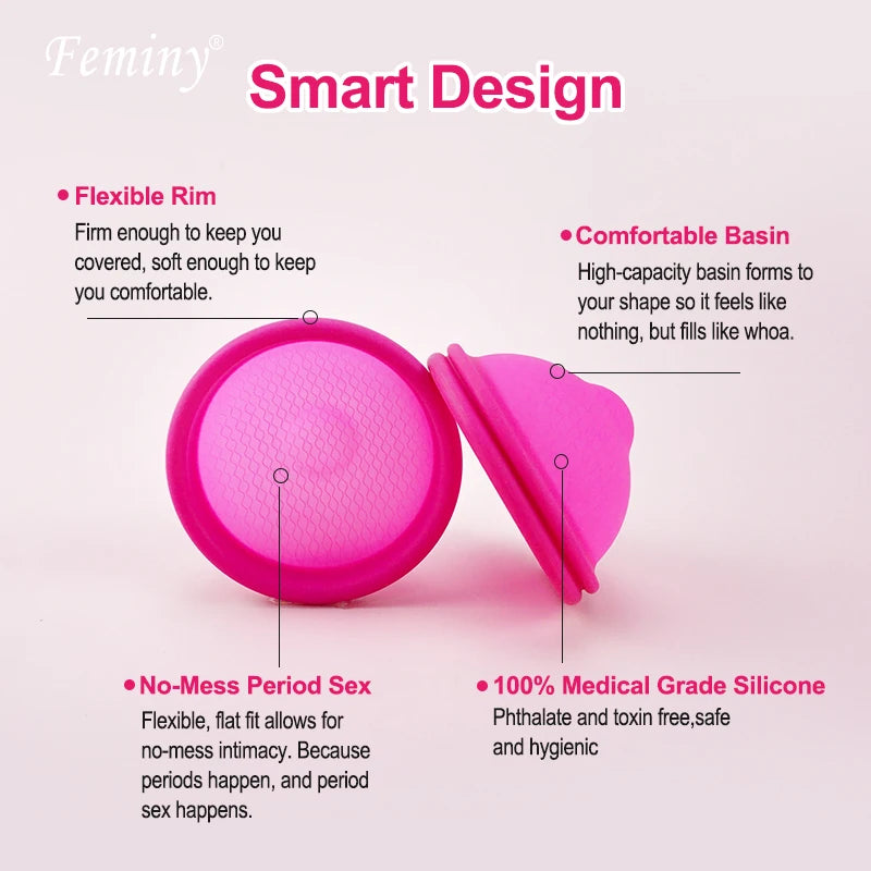 Feminy Menstrual Disc Kit Medical Grade Reusable Soft Silicone Period Disc with Sterilizer Case Applicator Leakproof Monthly Cup