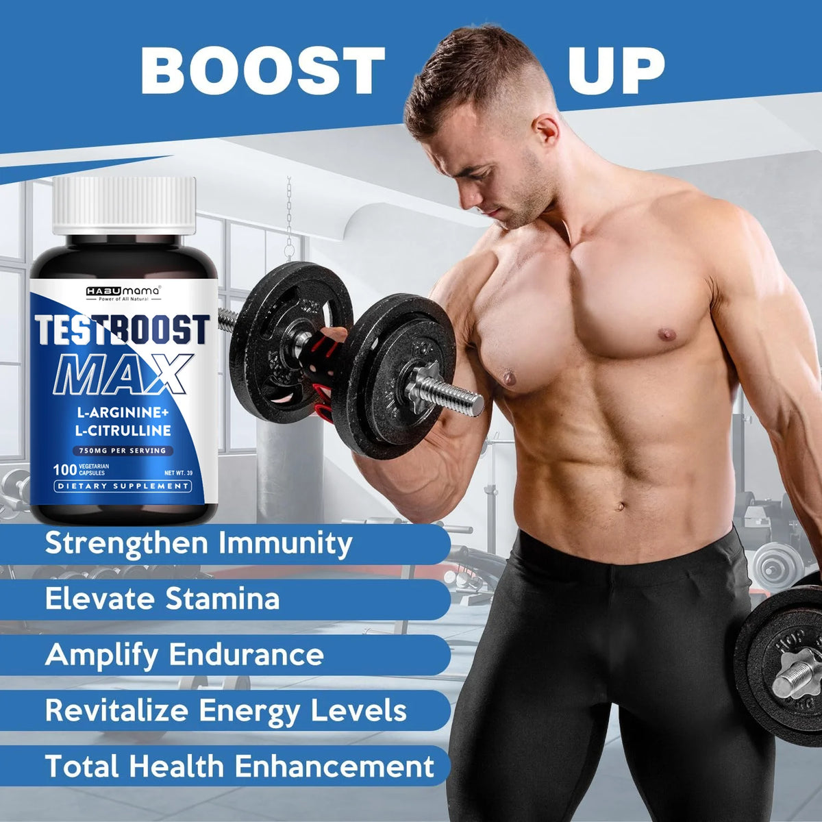 100 tablets Male Supplement with L-arginine L-citrulline,Stamina & Energy Vegan | Discreet Ship