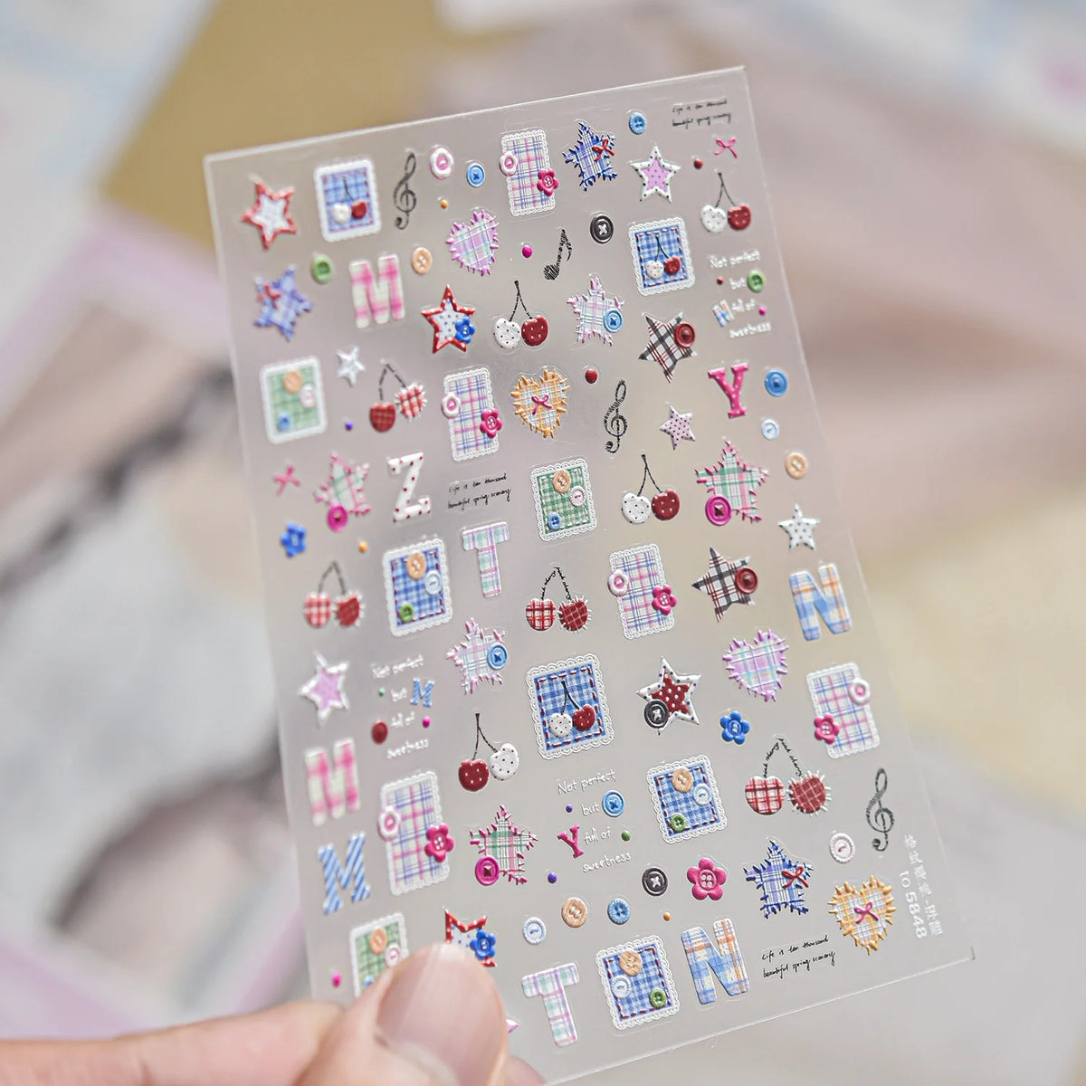 Christmas New Year Theme White Sheep Gift Box Plaid Bow Apple Snowflake Star 5D Nail Stickers Self‑adhesive Nail Holiday Party