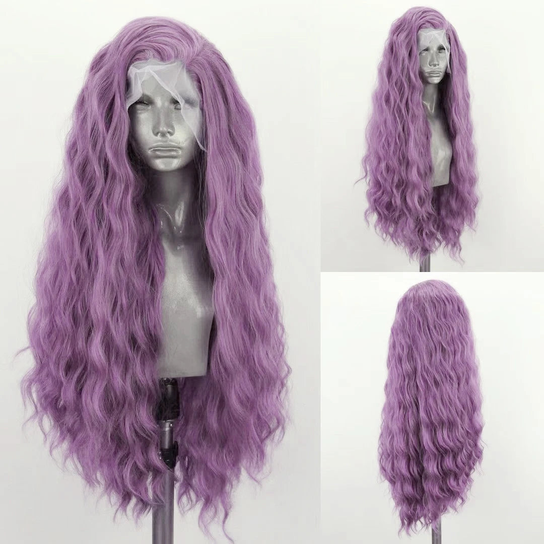 AIMEYA Platinum Wigs for Women Mix Blonde Synthetic Lace Front Wig Black Long Natural Wave Synthetic Hair Wig Daily Use Cosplay