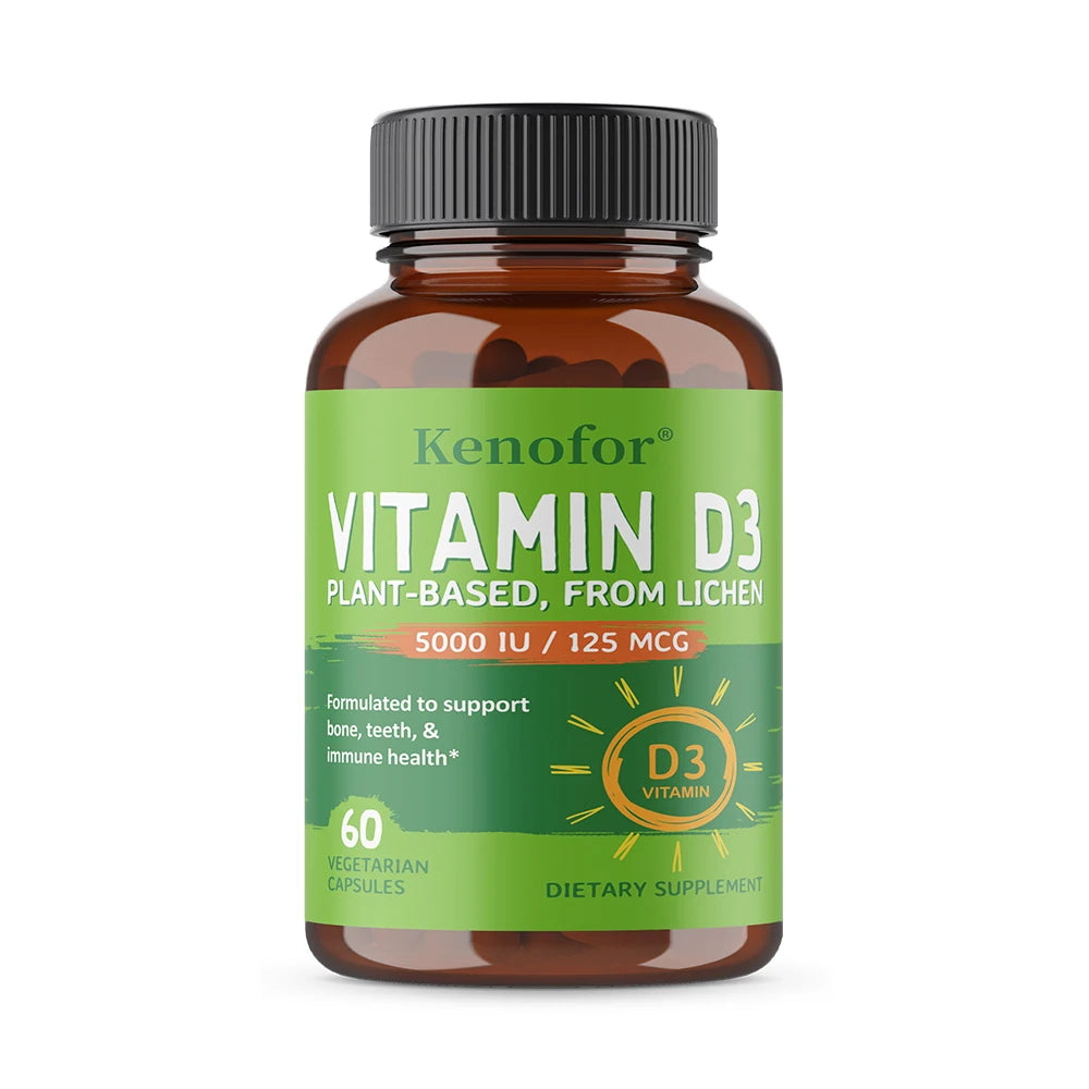 Vitamin D3 5000IU Capsules - Support Brain, Heart, Joint, Bone & Skin Health, Antioxidant, Immunity Boost Supplement