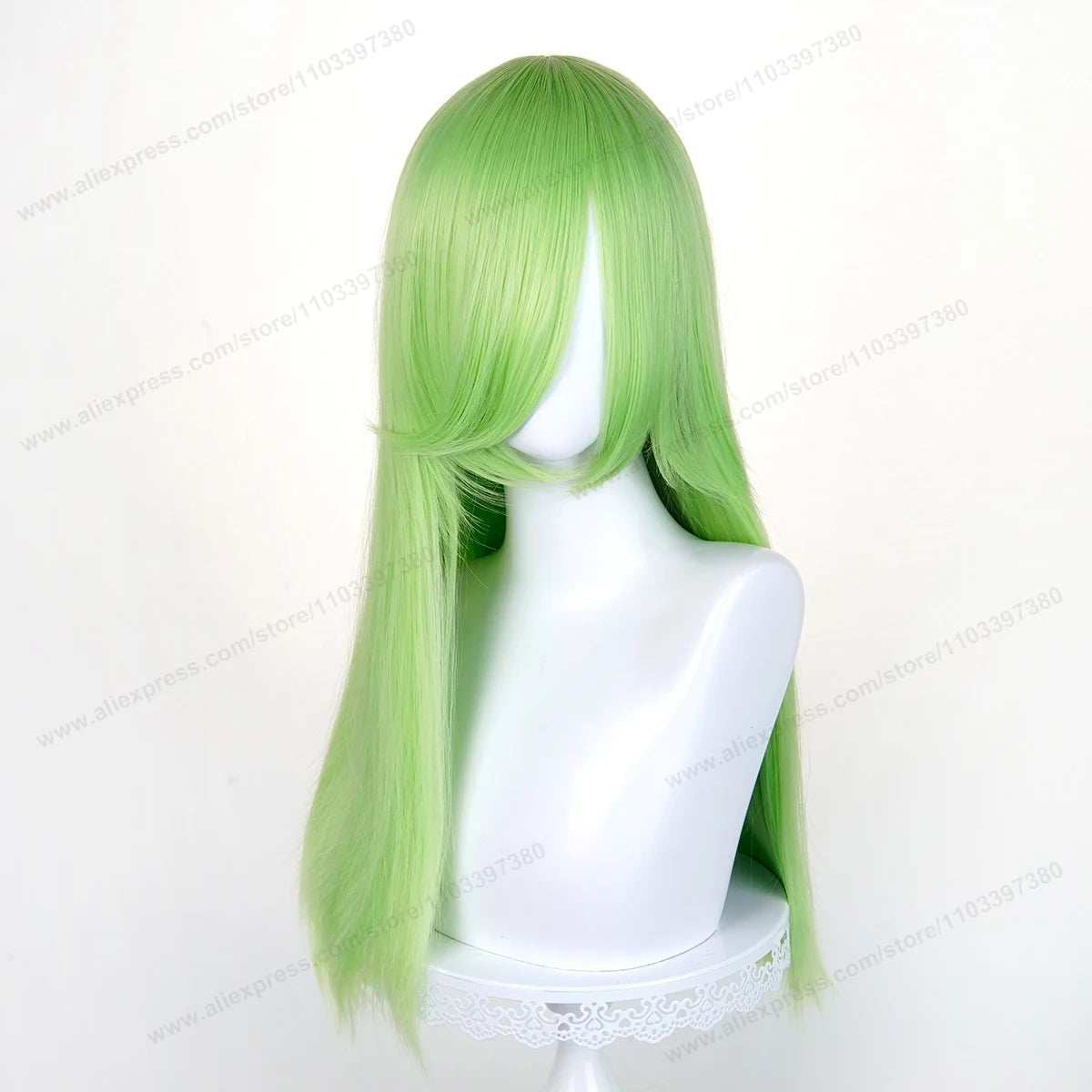 60cm Long Straight Cosplay Synthetic Wig With Bangs Golden Yellow Green Blonde Purple Heat Resistant Hair Anime Wigs + Wig Cap