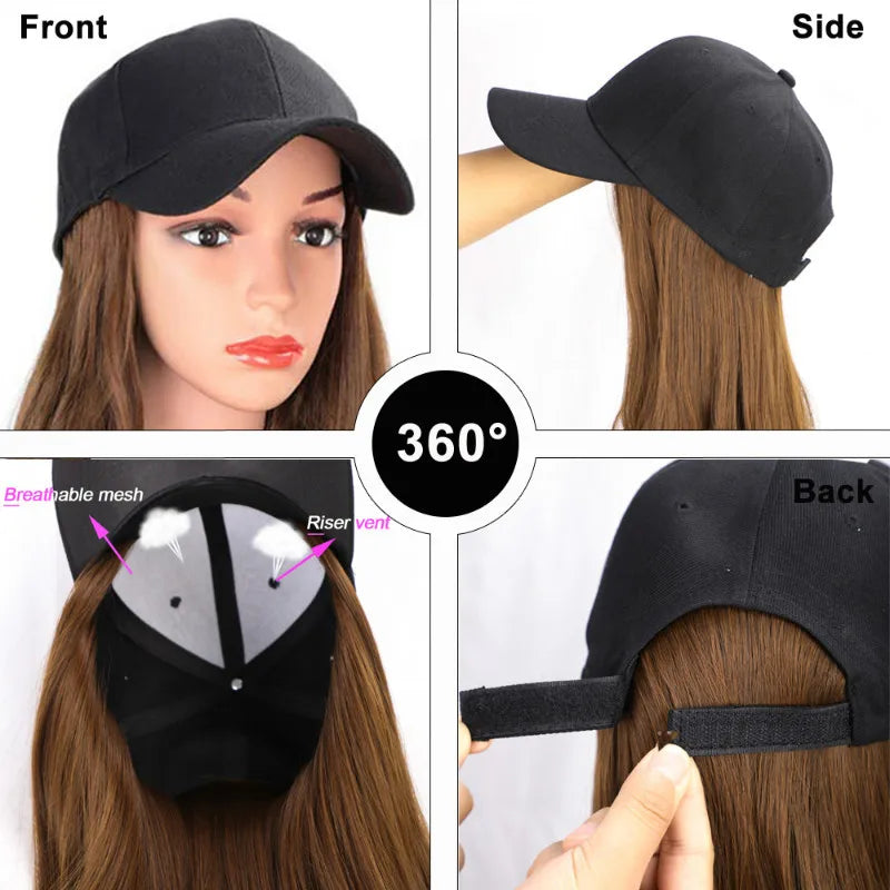 New Fashion Synthetic Wig Long Curly Hair Hat Wig Integrated High Temperature Silk Mechanism Wig Cap