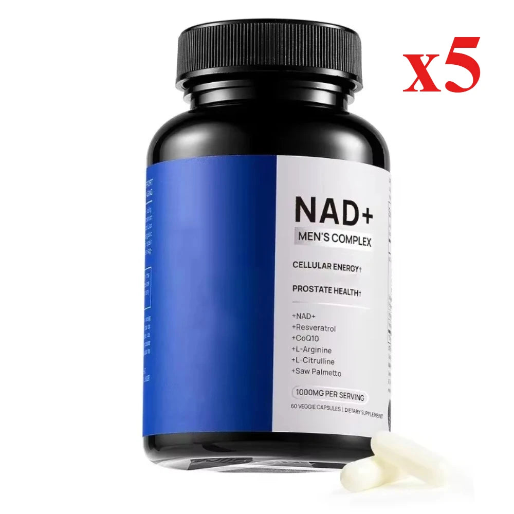 NAD+ Men’s Complex with L-Arginine CoQ10 & Resveratrol – Daily Energy Antioxidant & Wellness Support Vegan Non-GMO 60 Capsules