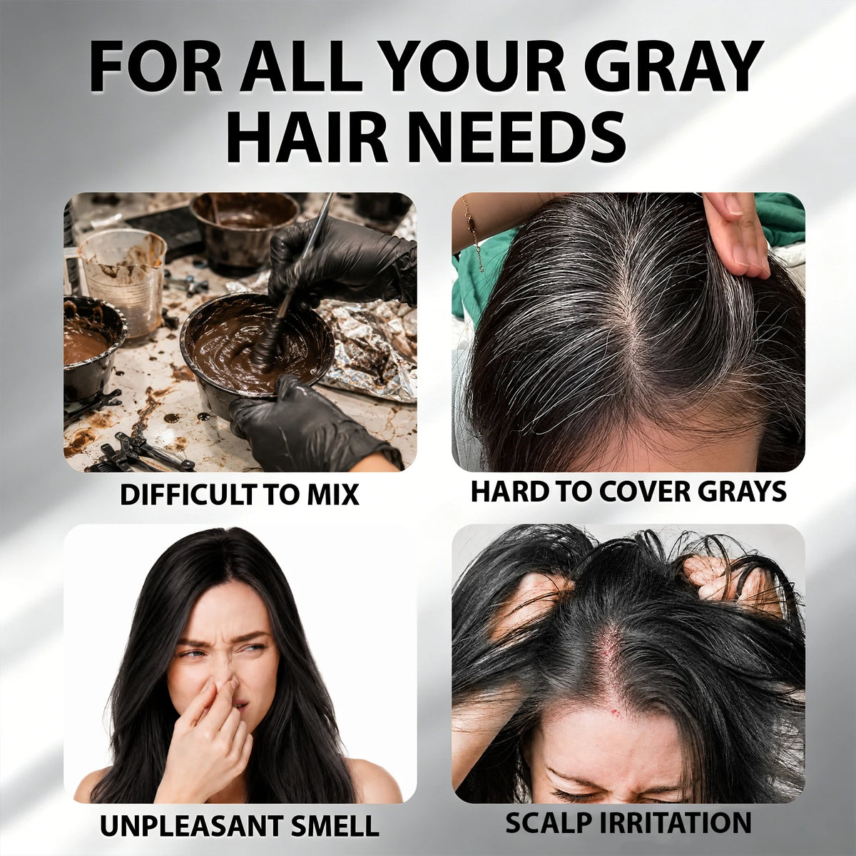 Black Hair Color Gel, 15-Minute Gray Coverage Brush-On Pump for Men and Women, Plant-Extract Blend 6.8 FL oz