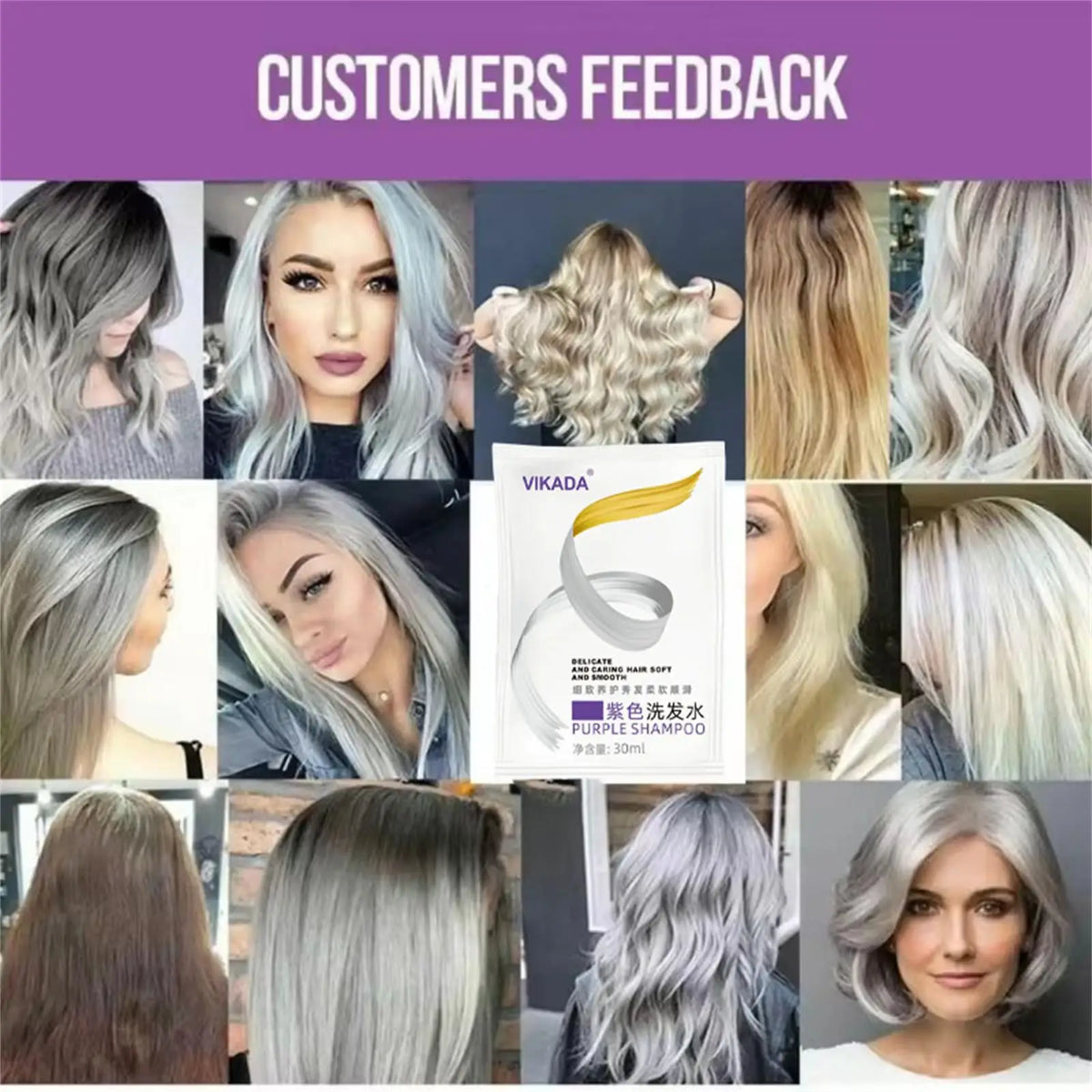 Gray Color Fixing Hair Dye Shampoo Cover Gray Hair Fade Yellow After Bleach Hair Shampoo Non-irritating Purple Shampoo Blonde