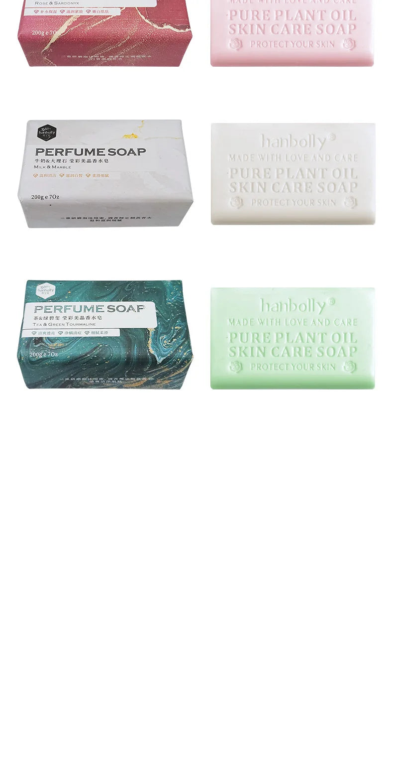 Hanbolly 200g Crystal Perfume Soap - Handmade Volcanic Mud Bath Soap with Tea Tree & Sea Salt for Cleansing Wedding Gift