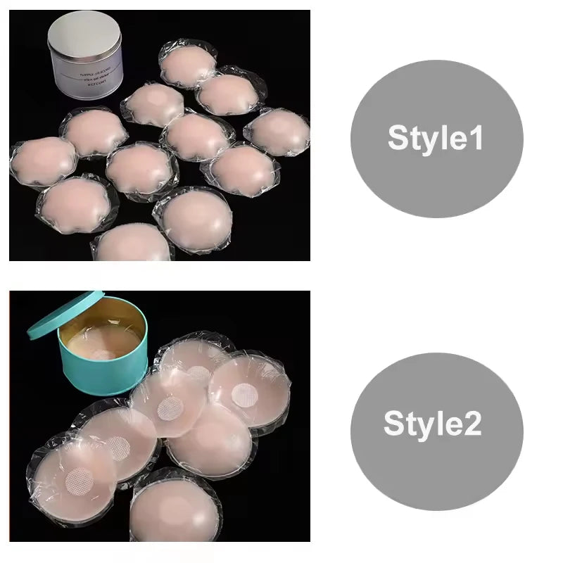10/12 Pieces Reusable Invisible Silicone Adhesive Nipple Cover Pasties Pad For Women Sexy Lift Up Strapless Breast Petals Patch
