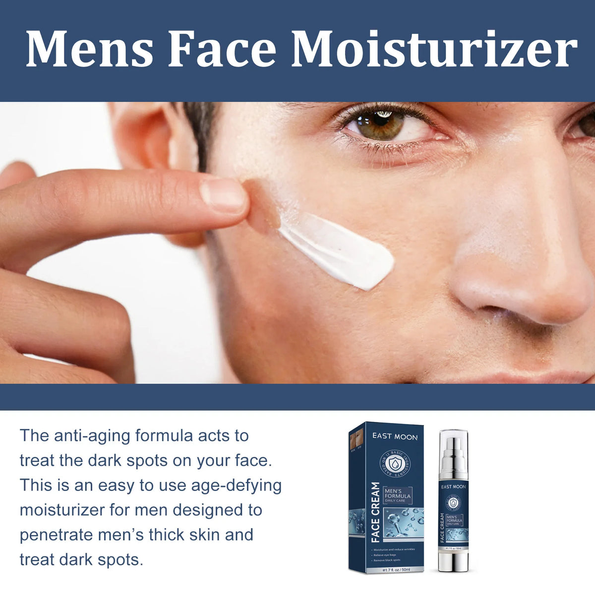 6 IN1 Men's Face Moisturizer Cream Hydrating Skin Lighten Dark Circles Anti-Puffiness Fade Fine Lines Brightening Facial Cream