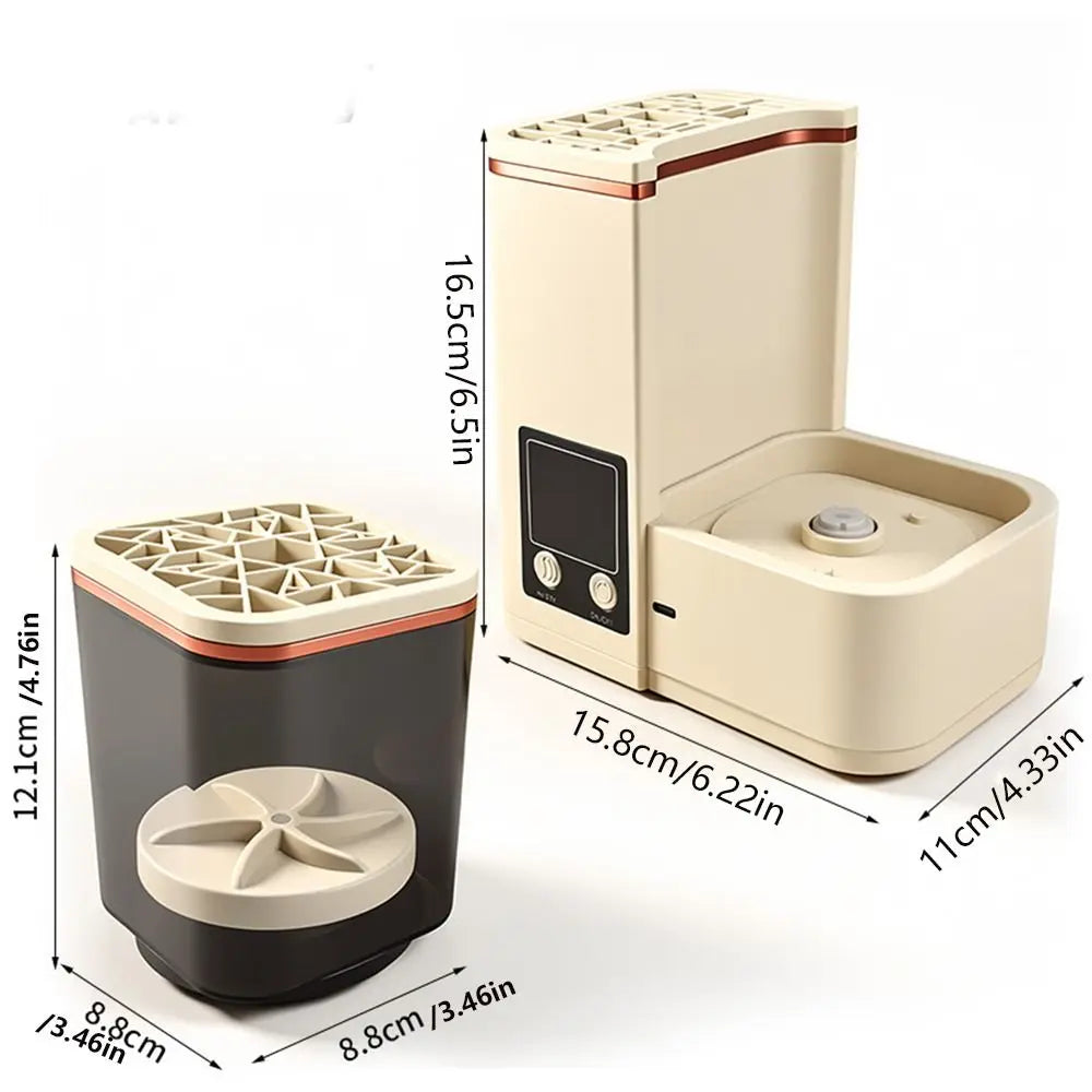Portable Makeup Brush Cleaning Machine Electric Automatic Makeup Brush Dryer LCD Timer 2 Wash Modes Cosmetic Brushes Cleaner
