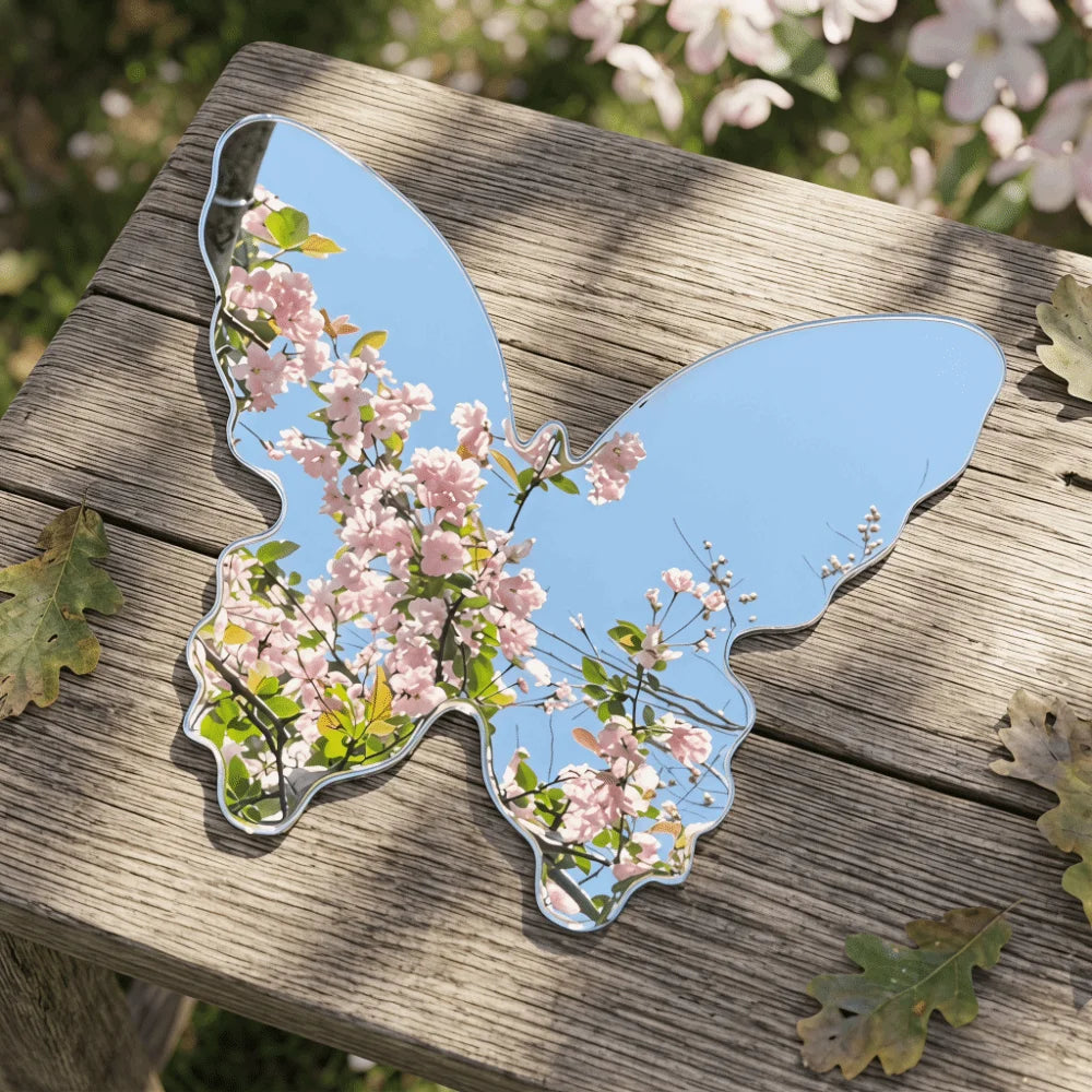 Acrylic Butterfly Moon Shaped Mirrors Silver Decorative Mirrors Travel Photo Props Lightweight Handheld Mirror