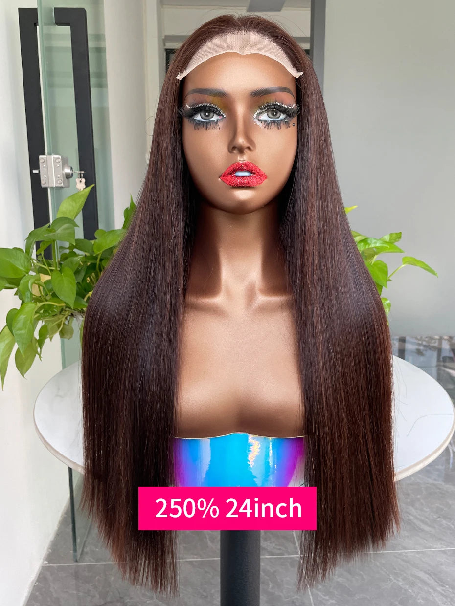 20 22 24 Inch 5x5 Transparent Bone Straight #2 Color 13x4 13x6 Lace Frontal Wig 250 Density Vietnamese Human Hair Wigs For Women