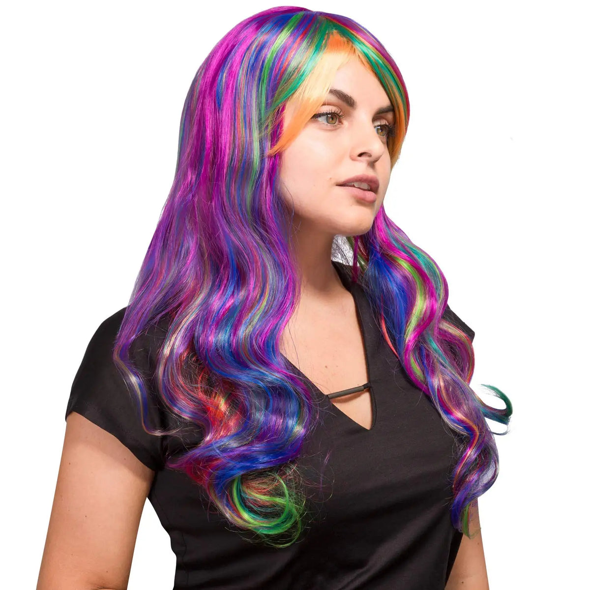 Multicolor Rainbow Wigs  Full Long Curly Wavy Rainbow Hair Wig for Costume Cosplay Party Halloween - Harajuku Lolita Style