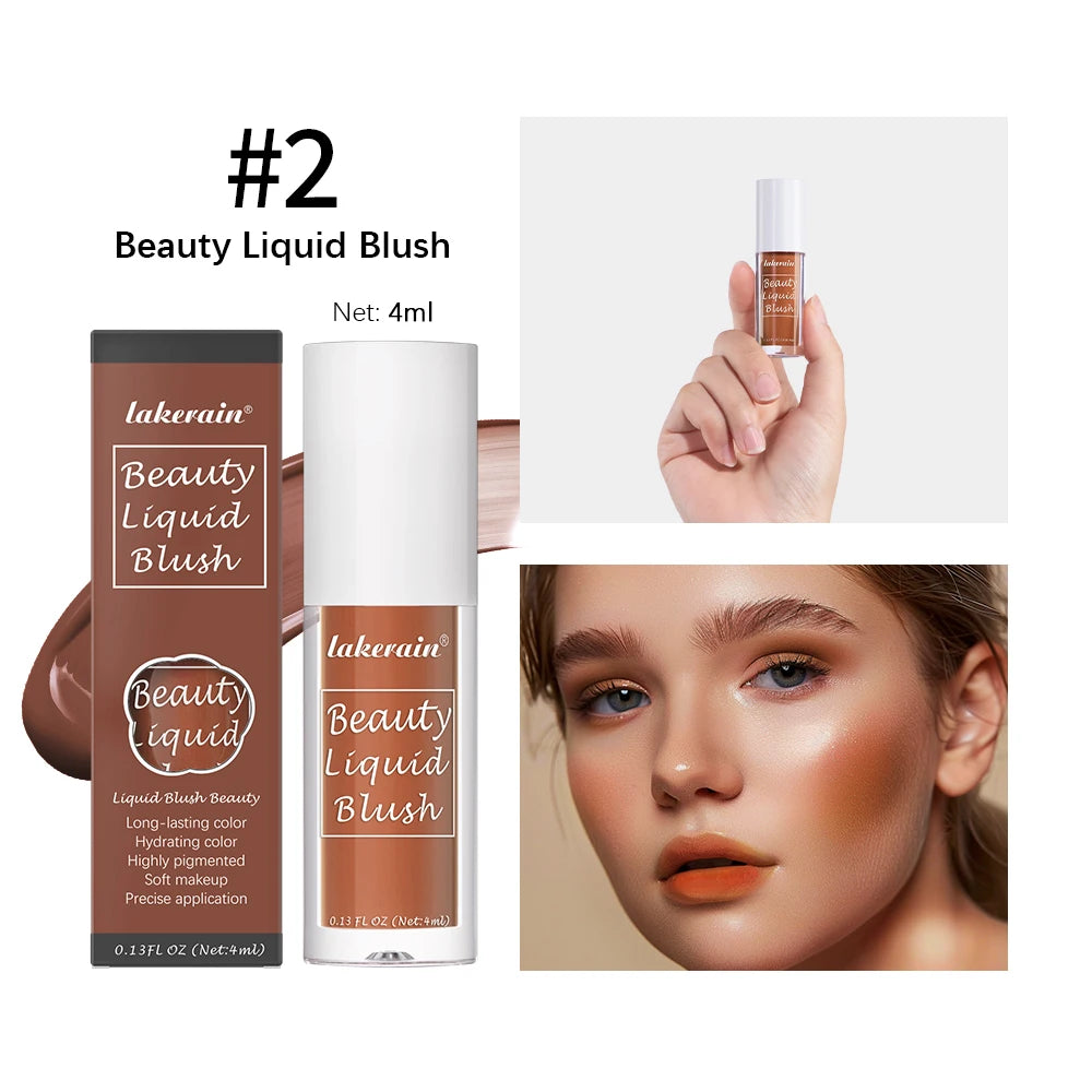 9 Shades Beauty Liquid Blush Lightweight Blendable Dewy Finish Liquid Cheek Tint Long‑Wearing Natural Flush Multi‑Use Face Blush Makeup