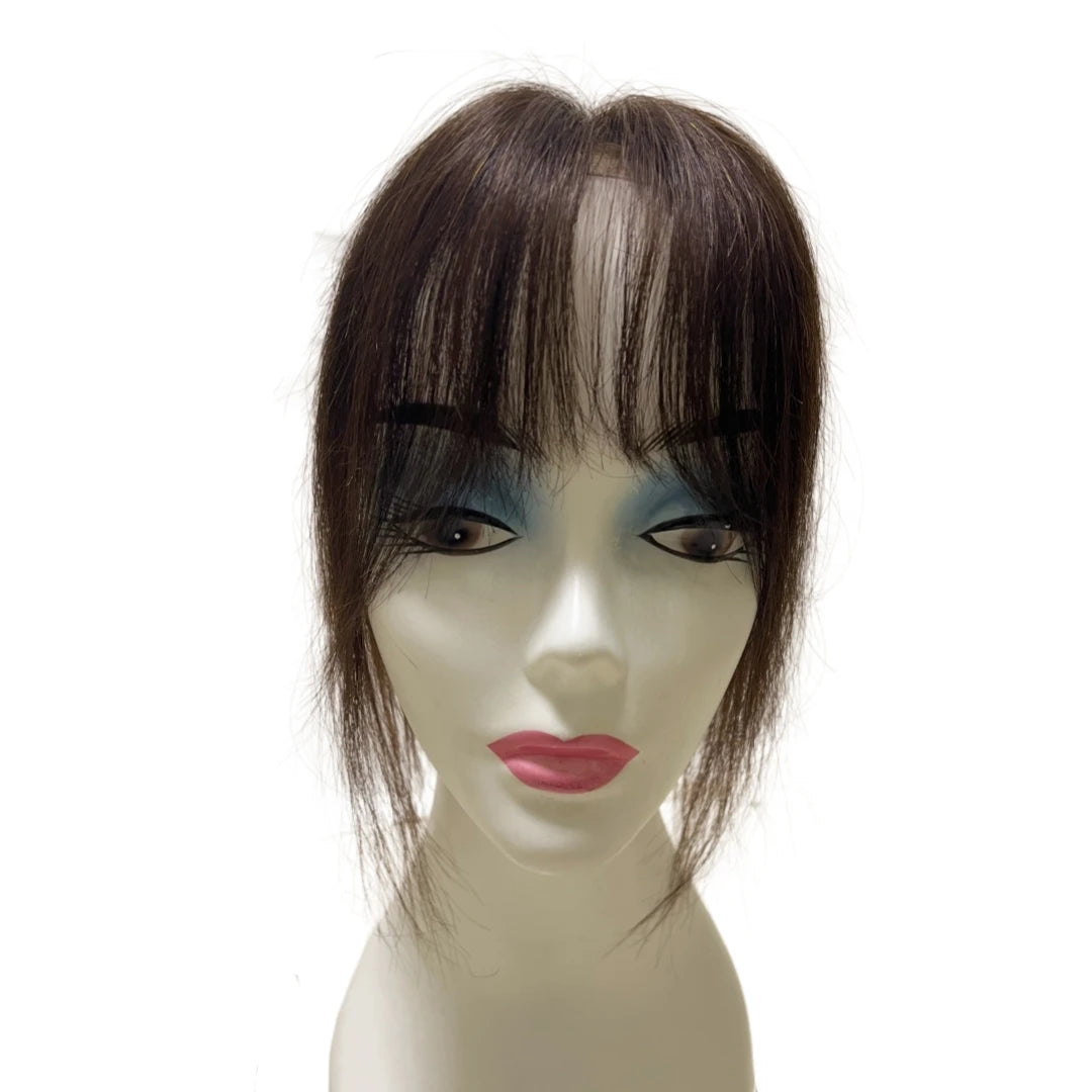 Ultra-Thin Mesh Hair Toppers 8x11cm Clip-In Bangs Hairpiece for Women Fluffy Real Hair Increase Volume Cover White Hair