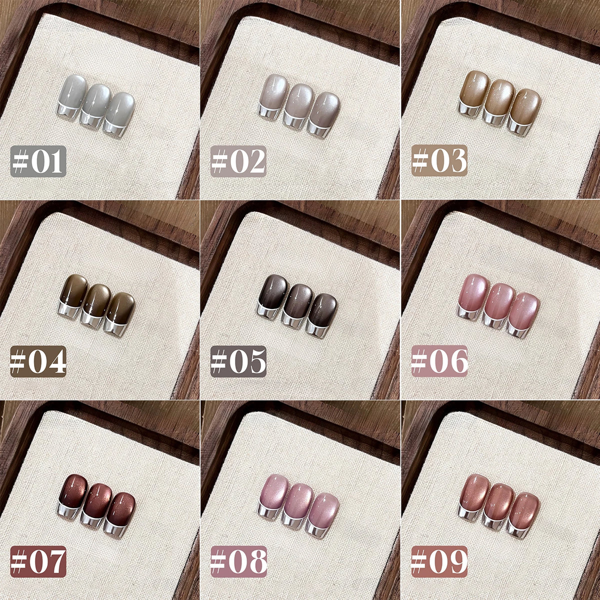 1-12pcs TC Summer Blue Glass Bead Cat Eye Gel Nail Polish Flash White Spar Nude Color Magnet Nail Art Gel Salon Christmas Nails
