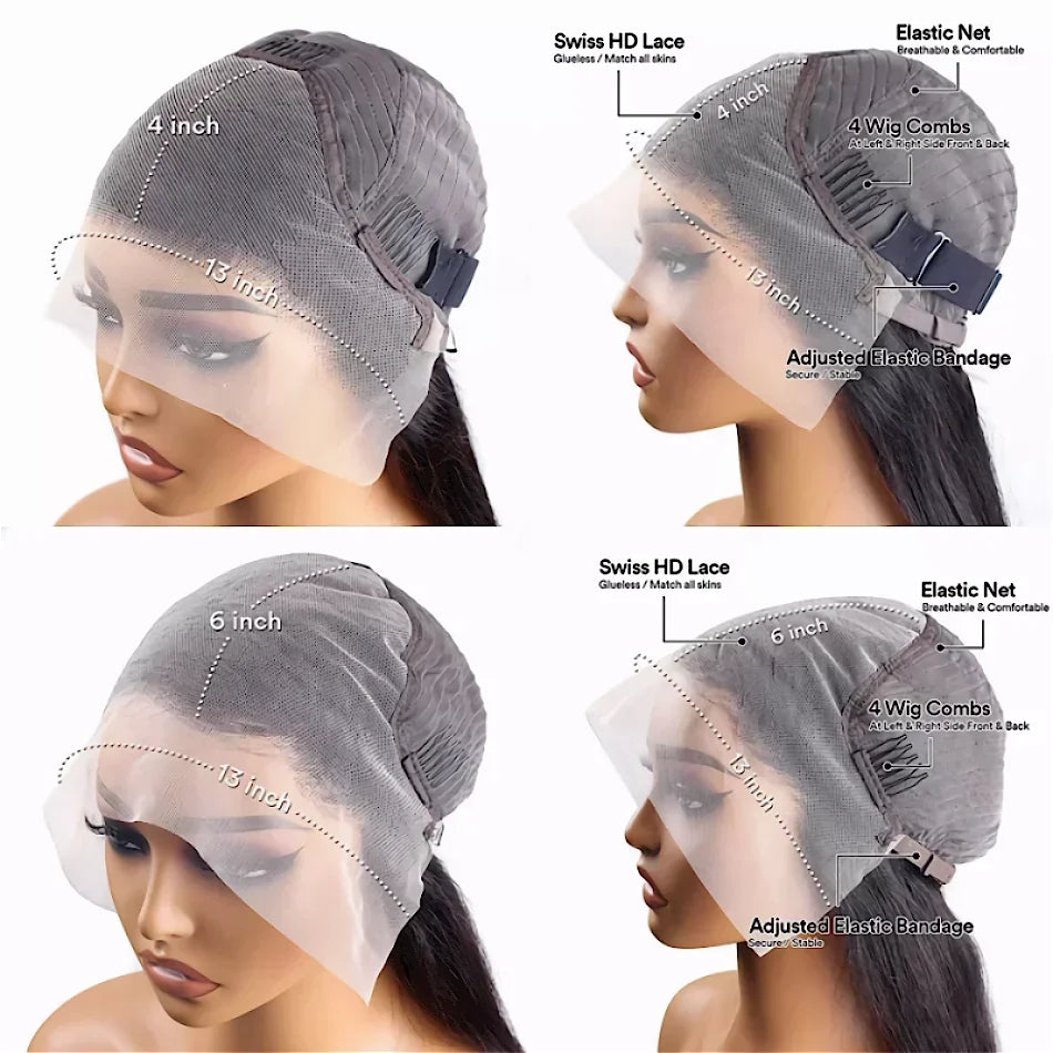 HD Chocolate Brown 13x4 Straight Lace Front Wig Brazilian 13x6 Full Lace Frontal Wigs For Women Remy Human Hair Wig Pre Plucked
