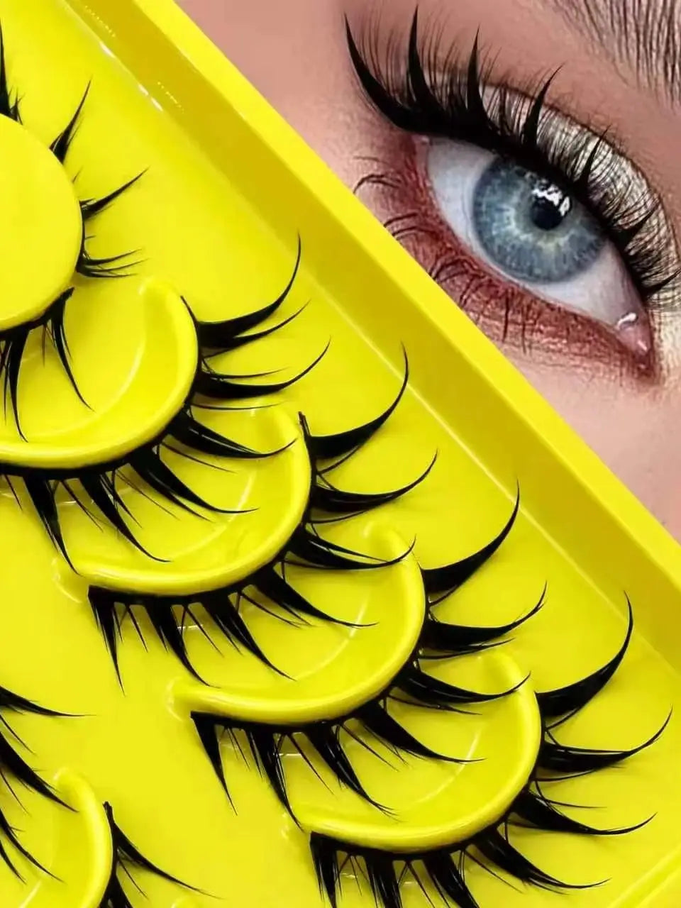 6 Pairs Spiky Dense Wet Look Manga False Eyelashes Cosplay Makeup For Daily Halloween Christmas Black Friday