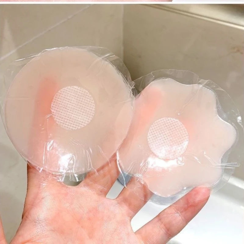 Reusable Breast Petals Lift Invisible Silicone Bra-less Pasties Pad Nipple Cover Invisible Petal Adhesive Stick on Bra 2-12pcs