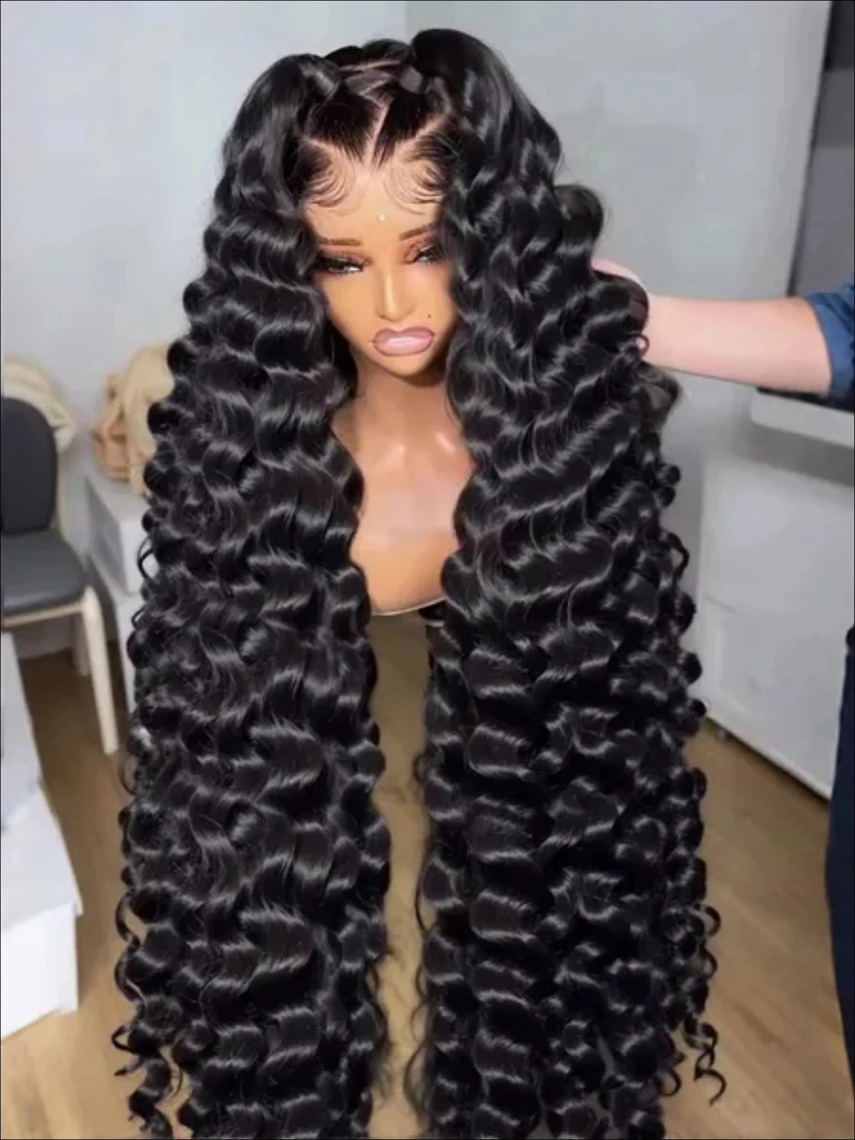Loose Deep Wave 13X4X1 HD Full Lace Frontal Synthetic Wigs For Women Preplucked With Baby Hair Heat Resistant Fiber Cosplay Soft