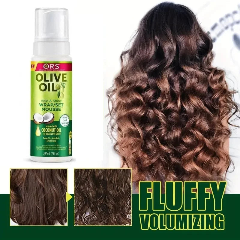 207ml Long-Lasting Anti-Frizz Hair Mousse Moisturizing Hair Foam with Olive Oil for Curly Hair Styling