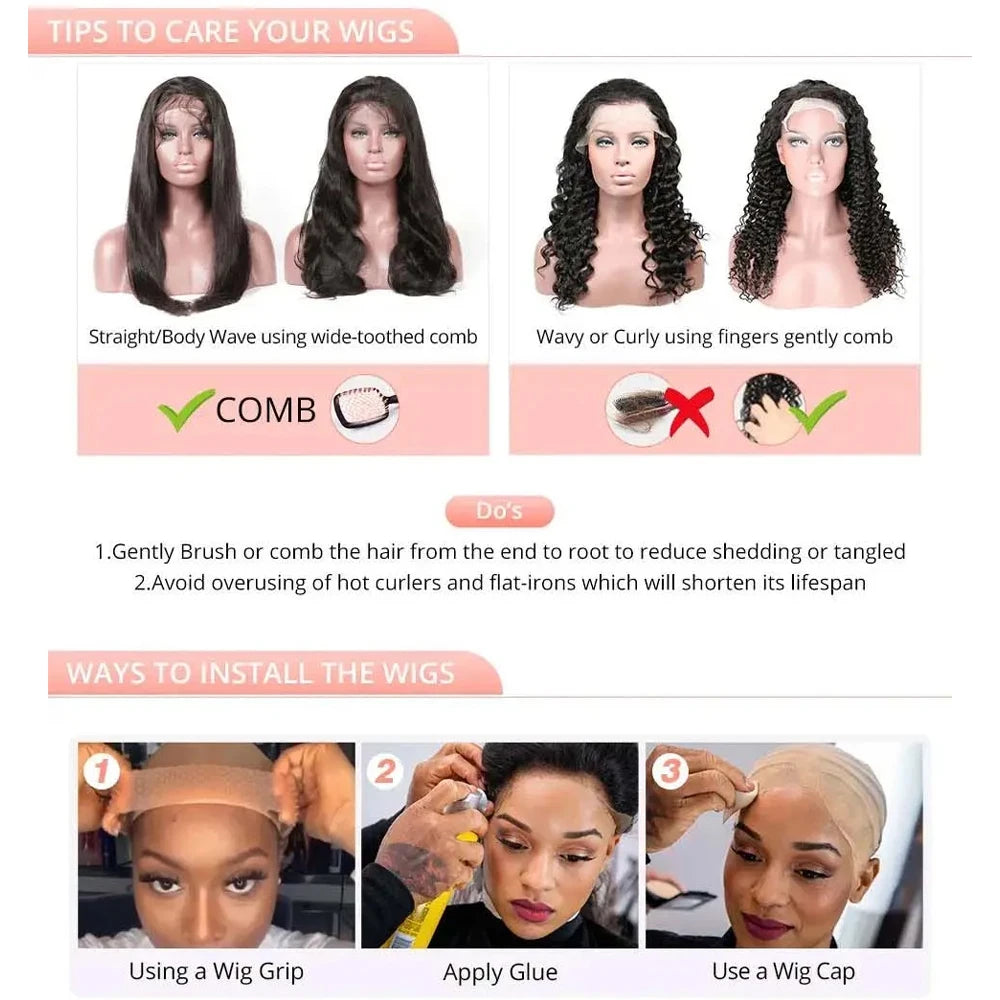 13x6 HD Lace Front Wigs 42 Inch 200% Density Straight Lace Front Wigs Human Hair Pre Plucked Straight Human Hair Wig for Women
