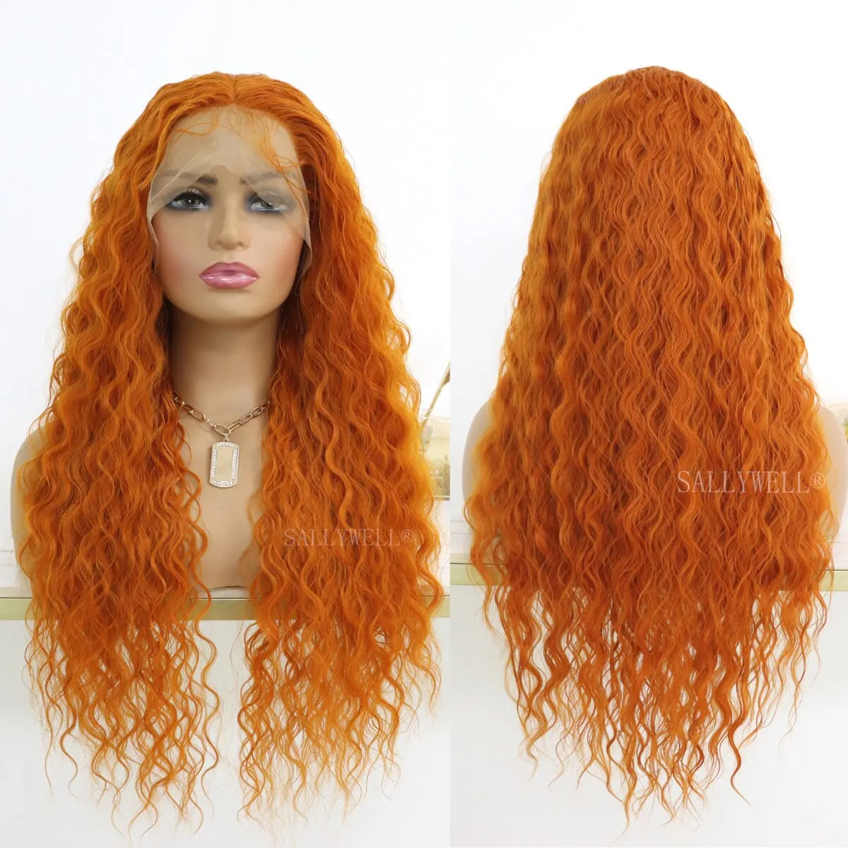 Long Curly Synthetic Lace Front Wigs Honey Blonde Wigs for Women Loose Deep Wave Wig Natural Looking Crimps Heat Resistant Hair