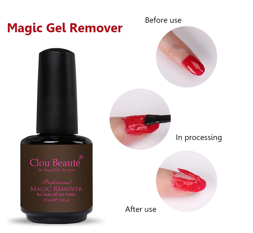 ClouBeaute Nail Gel Polish Remover Quick Easy Polish Magic Remover In 2-3 Minutes No Need Soaking Or Wrapping Nail Art 15ml