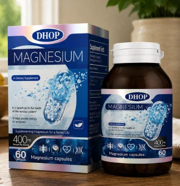DHOP Magnesium Capsules 400mg 60 Count Bone Health Muscle Function Sleep Wellness Nervous System Support Supplement for Adults