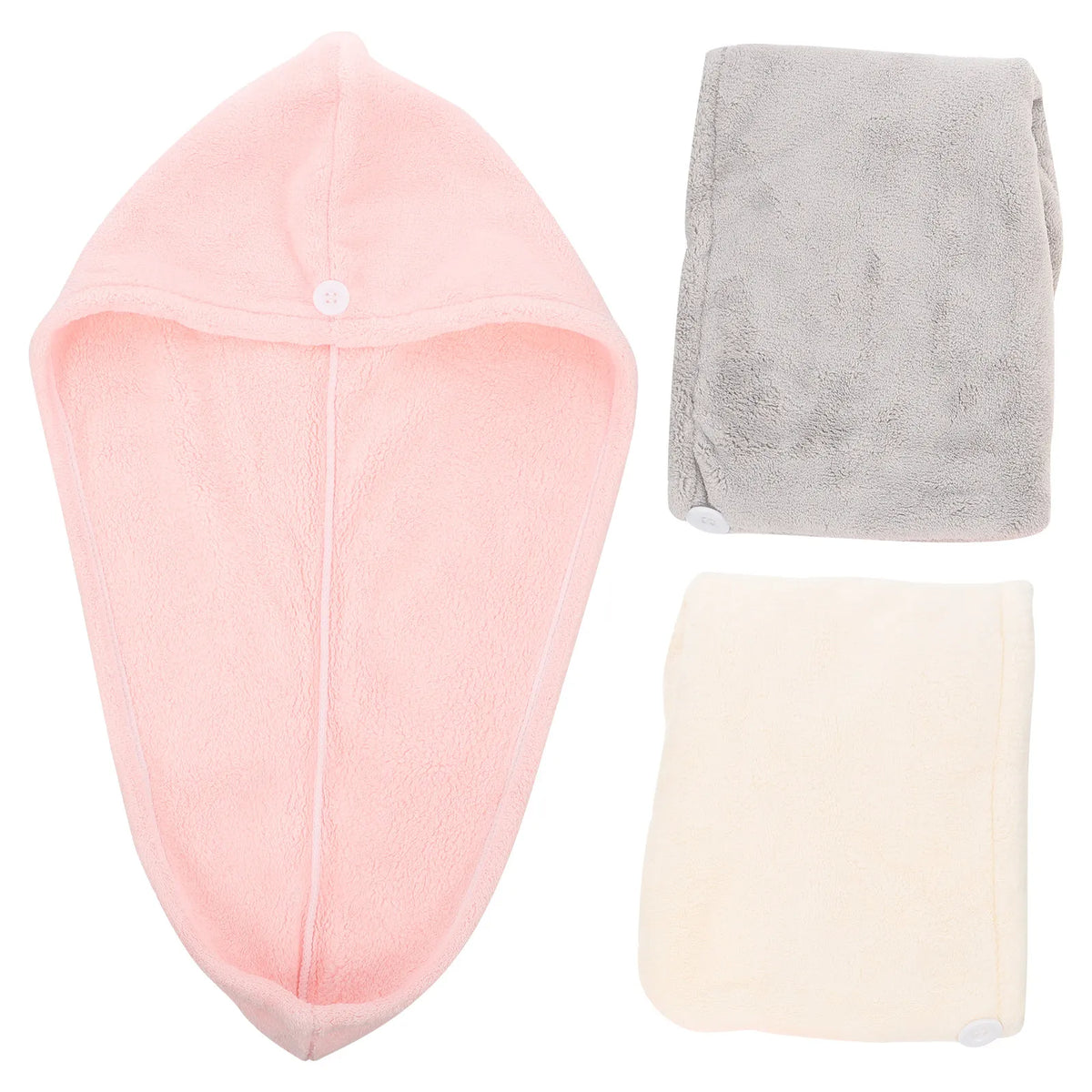 3Pcs Practical Hair Wrap Fashionable Simple Design Not Too Tight Girls Head Towels Fast Drying Water-Absorption Towels