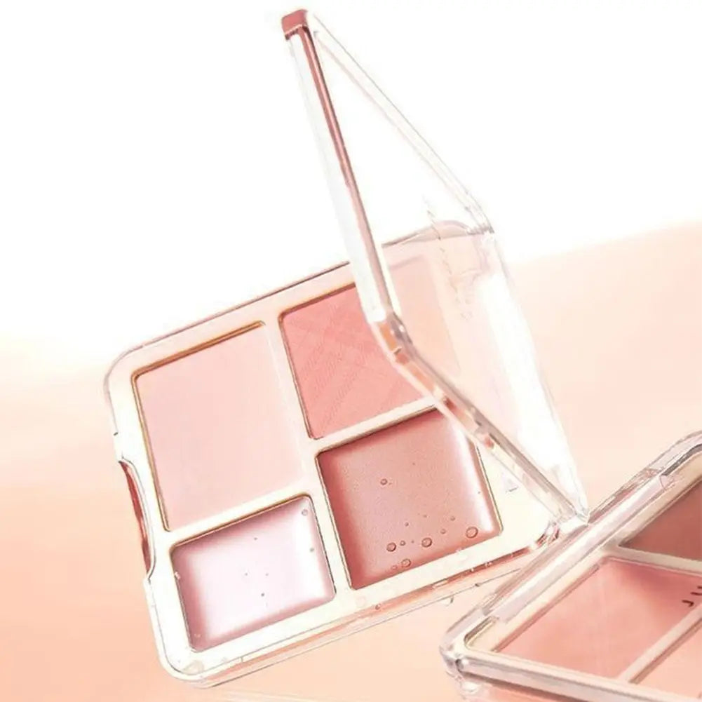 1pcs Korean Style Blush Highlighter Palette Four Color Matte Sculpting Shrinking Expanding Makeup Contouring Powder Compact