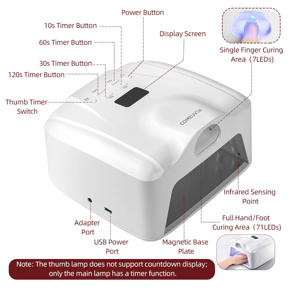 2‑in‑1 Auto‑Sensor UV LED Nail Dryer 78LED Dual Port for Single Finger Toe Full Hand Gel Curing Manicure Pedicure Home Salon