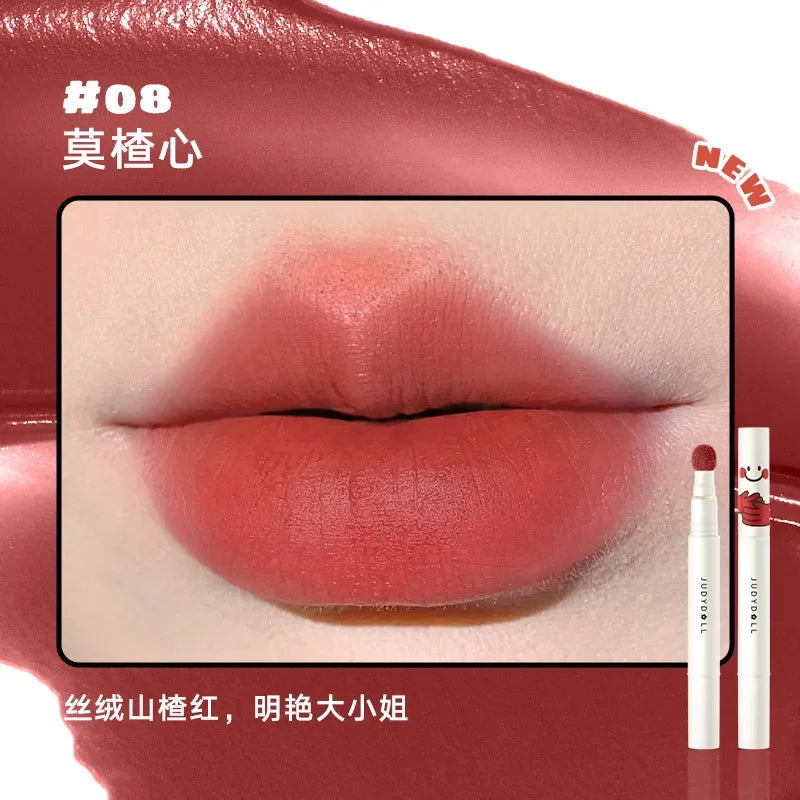 Judydoll Hydrating Non-sticky Lip Powder Cream Cushion Lipstick Matte Lip Stain White Lipsticks Light Lines Lip Clay Cosmetics