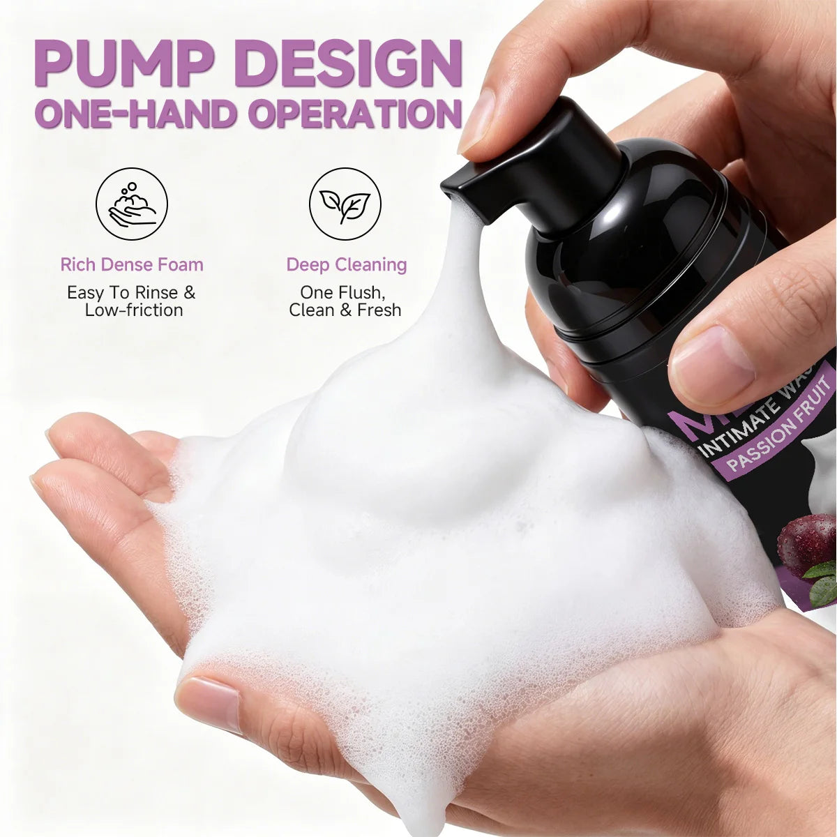 MEN'S INTIMATE WASH PASSION FRUIT，Long-lasting deodorizing men's wash foam, gentle cleanses and moisturizes, men's personal care