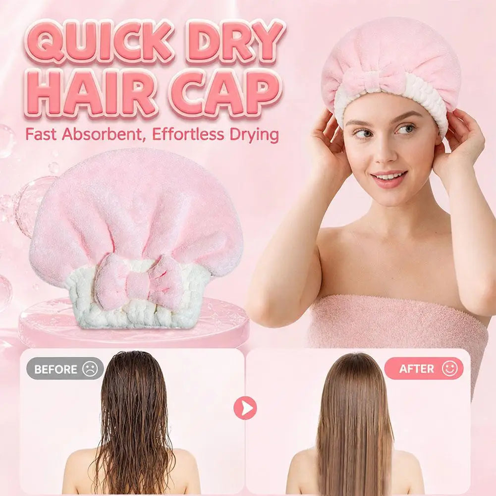 Microfiber Hair Drying Towels Head Wrap with Bow-Knot Shower Cap Hair Turban HairWrap Bath Cap for Curly Long Wet Hair Gift 2026