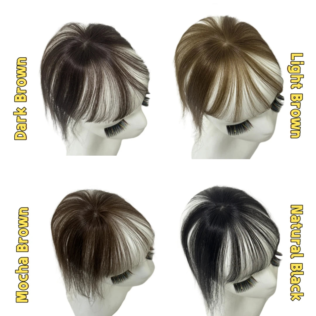 3D Full Coverage Human Hair Bangs Clips in Hairpieces for Women Wispy Bangs Hair Extensions for Thining Hair Daily Wear