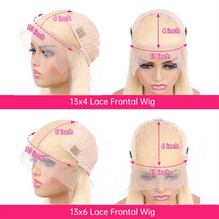 Short Bob Wig Human Hair 13x4 13x6 Transparent Lace Front Human Hair Wigs For Women 613 Honey Blonde Color Lace Frontal Wigs Pre Plucked 220% Density 10 12 14 inch Straight Brazilian Hair