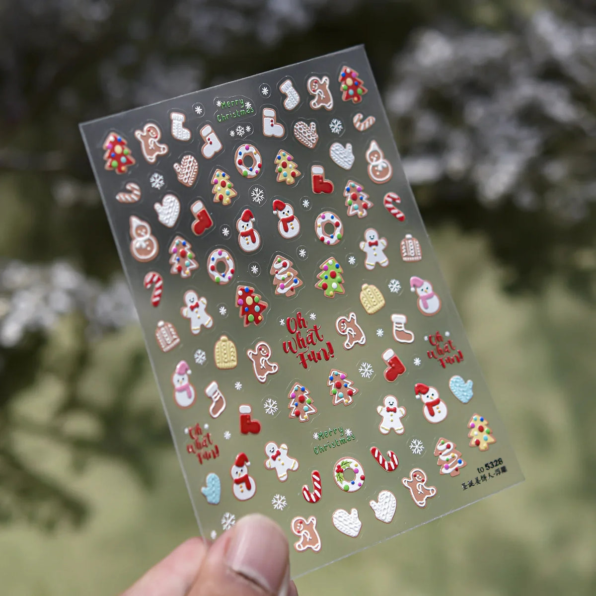 5D Embossed Jelly Crystal Ball Nail Art Christmas Stickers Gingerbread Man 3D Nails Decoration Stickers DIY Self Adhesive Decals