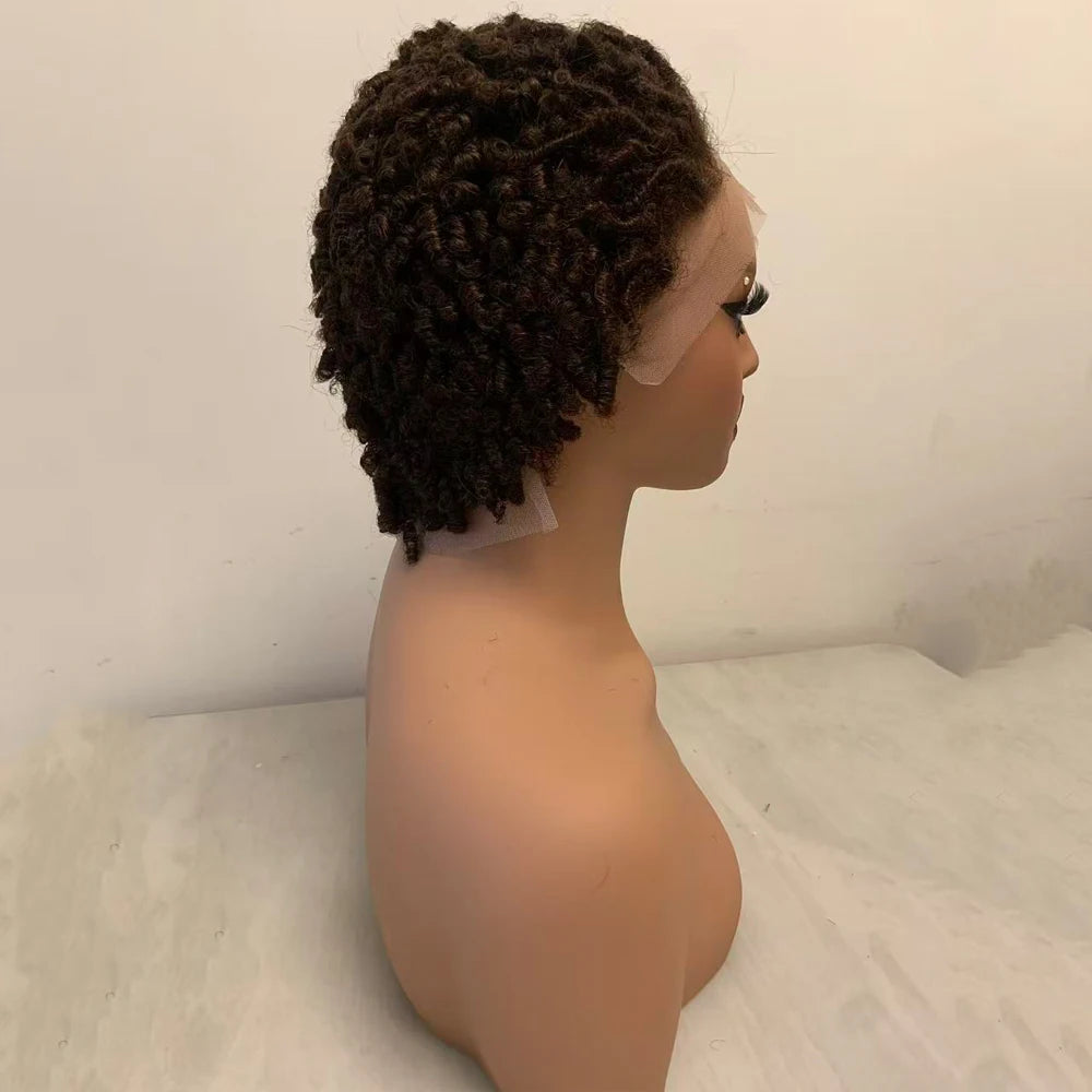 Premium 99J Afro Curly 13x4 Ear To Ear Lace Frontal Human Hair Glueless Wigs for Women 6inches Remy Hair Short Cut Lace Bob Wigs