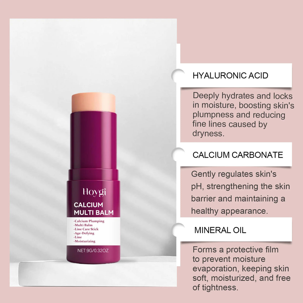 Calcium Multi Balm Stick Moisturizing & Anti-Wrinkle Stick for Eye Neck & Face Firming Sagging Skin Deep Hydration Nourishing Skin Care Neck Cream Eye Cream Balm Travel Friendly On the Go Moisturizer