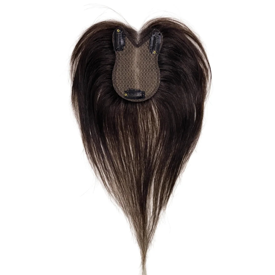 Ultra-Thin Mesh Hair Toppers 8x11cm Clip-In Bangs Hairpiece for Women Fluffy Real Hair Increase Volume Cover White Hair