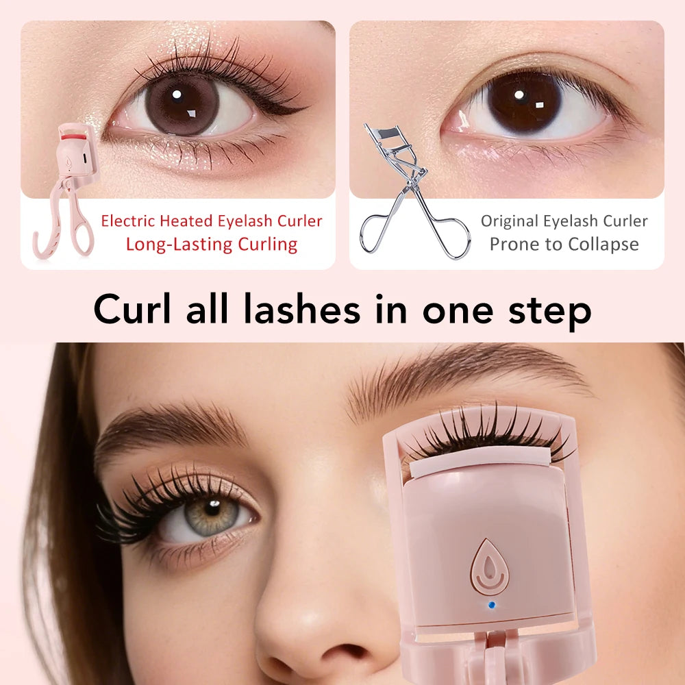 Electric Heated Eyelash Curler Comb Rechargeable Fast Heating Eyelash Curling Machine Long-Lasting Naturally Makeup Tool